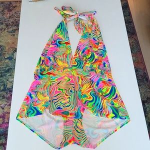 Trippy colorful rainbow halter jumpsuit